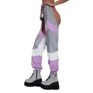 Reflective Purple and White Rave Chaps